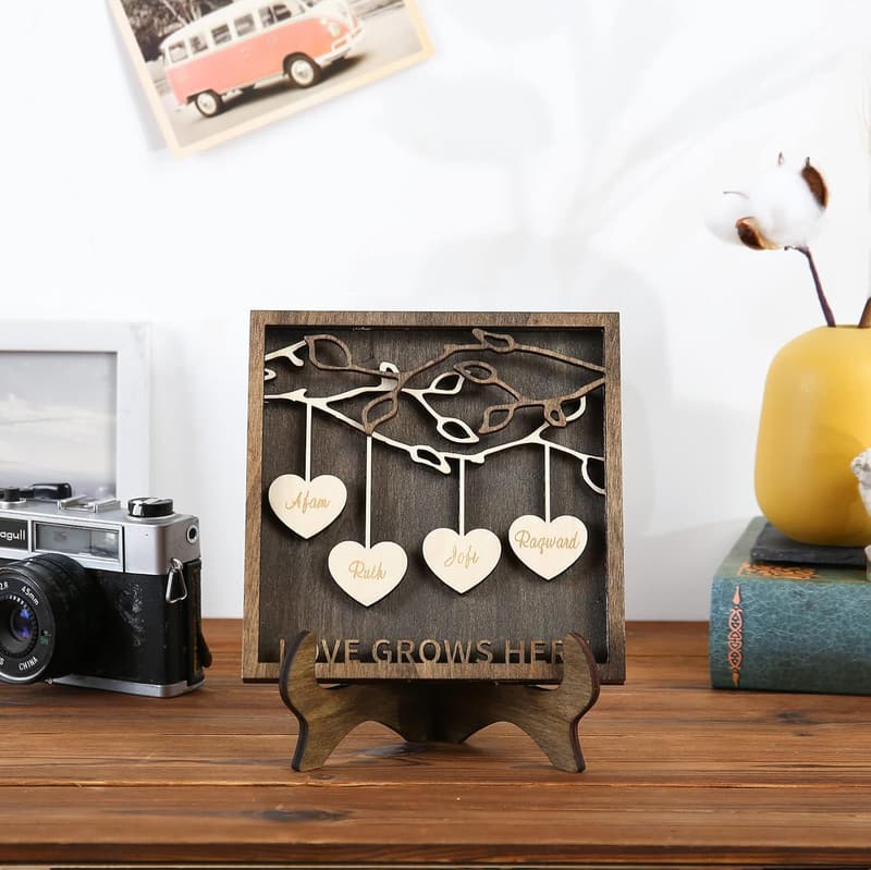 Personalized Family Tree Wooden Plaque for Mom