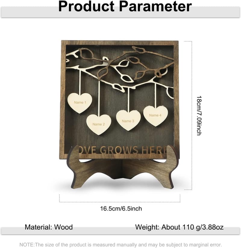 Personalized Family Tree Wooden Plaque for Mom