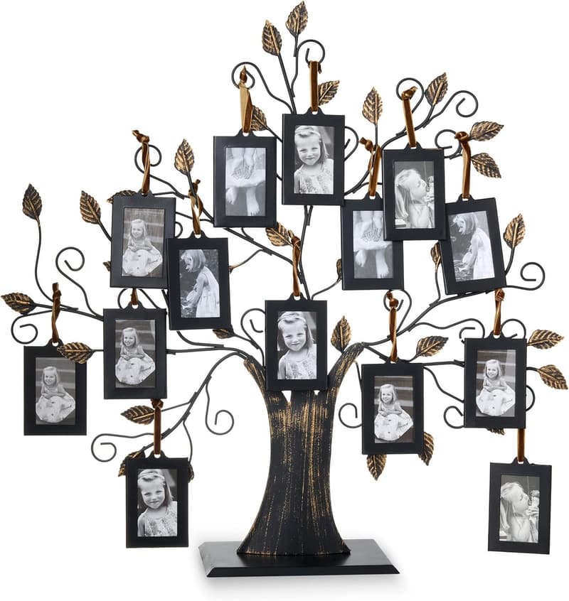 Mother's Day Family Tree Picture Frame with 14 Hanging Frames