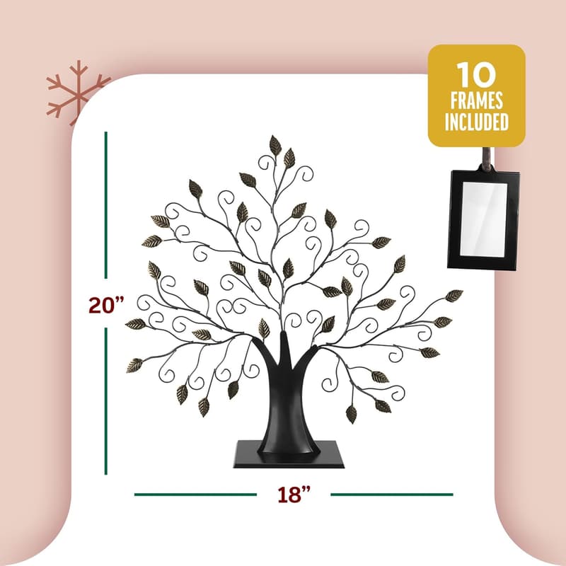 Family Tree Picture Frame Display with 10 Hanging Frames