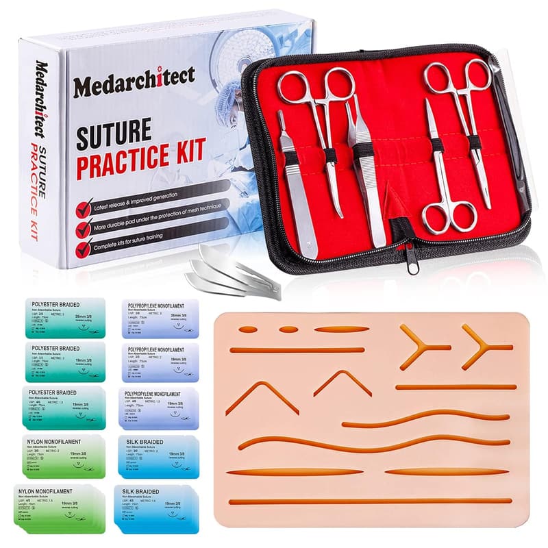 Medical Student Suture Practice Kit with Upgraded Pad and Tools