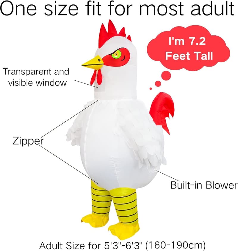 Inflatable Chicken Costume for Adults - Fun Halloween & Easter Outfit