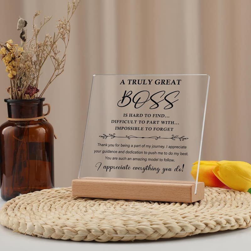 Boss Day Acrylic Plaque - Inspirational Keepsake Gift for Women & Men