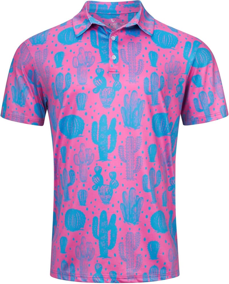 Men's Short Sleeve Funny Golf Polo Shirt - Moisture Wicking 3D Print