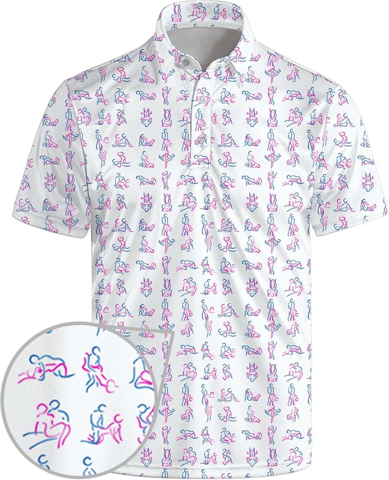 Men's Performance Golf Polos with Funny Print Design