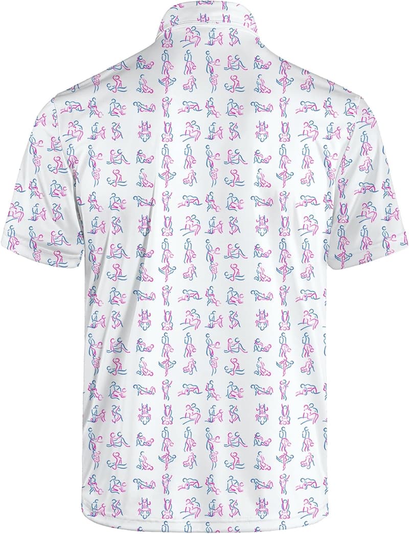 Men's Performance Golf Polos with Funny Print Design