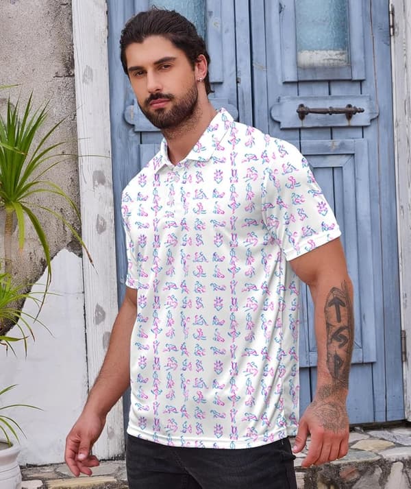 Men's Performance Golf Polos with Funny Print Design