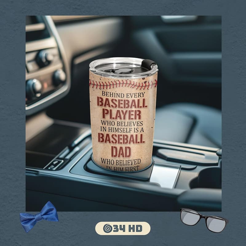 Baseball Dad Tumbler - 20 oz Stainless Steel Gift for Father's Day