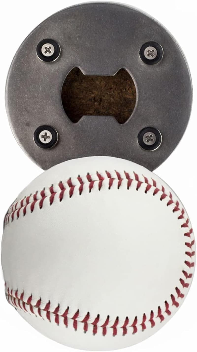 Baseball Leather Beer Bottle Opener & Cap Catcher for Coaches