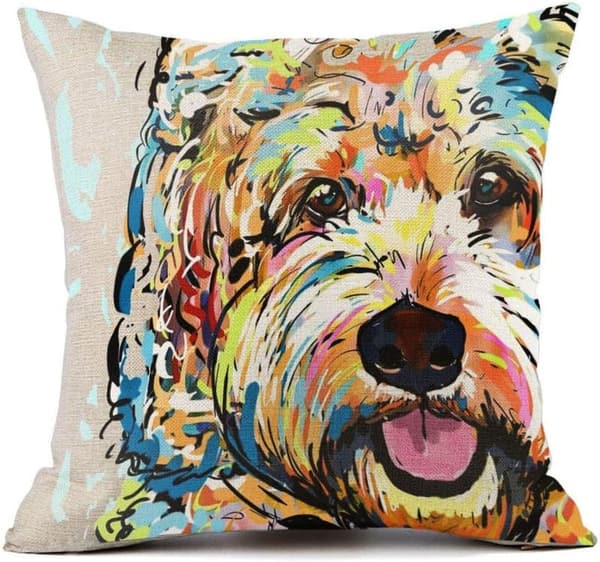 Goldendoodle Dog Pattern Throw Pillow Cover - 18