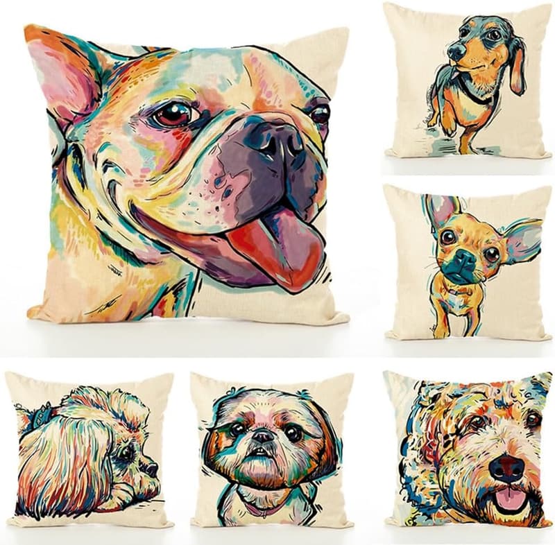 Goldendoodle Dog Pattern Throw Pillow Cover - 18