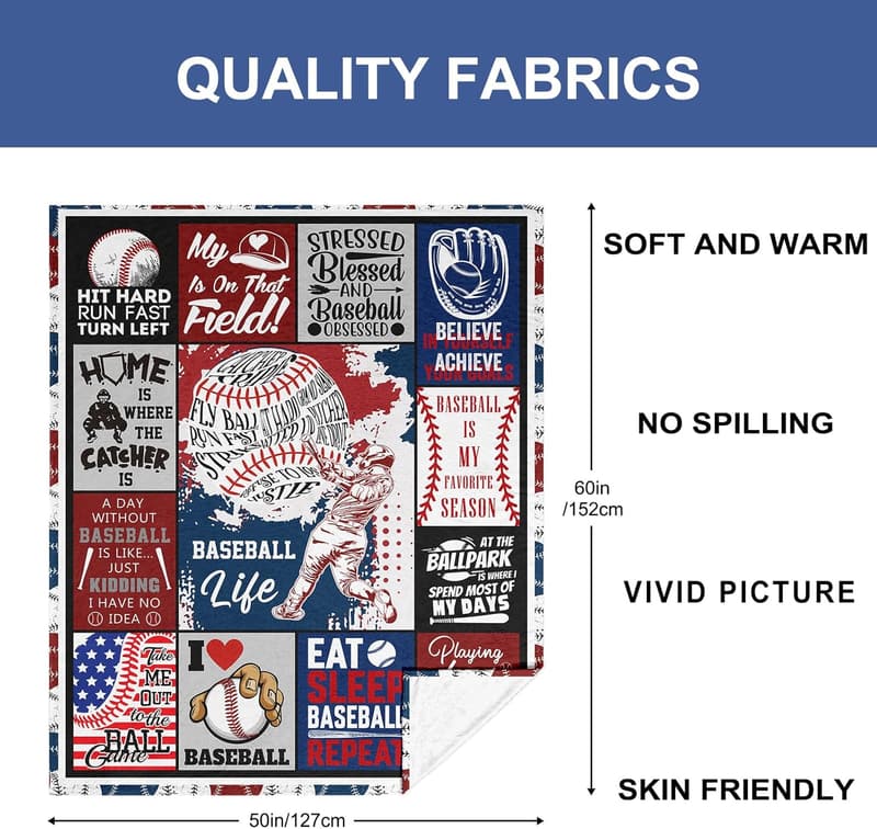 Baseball Gifts for Boys 8-12 - Unique Coach Blankets 50