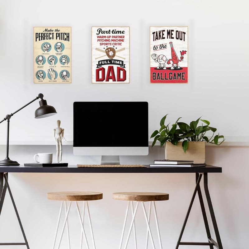 Baseball Dad Wood Wall Decor - Perfect Gift for Dads
