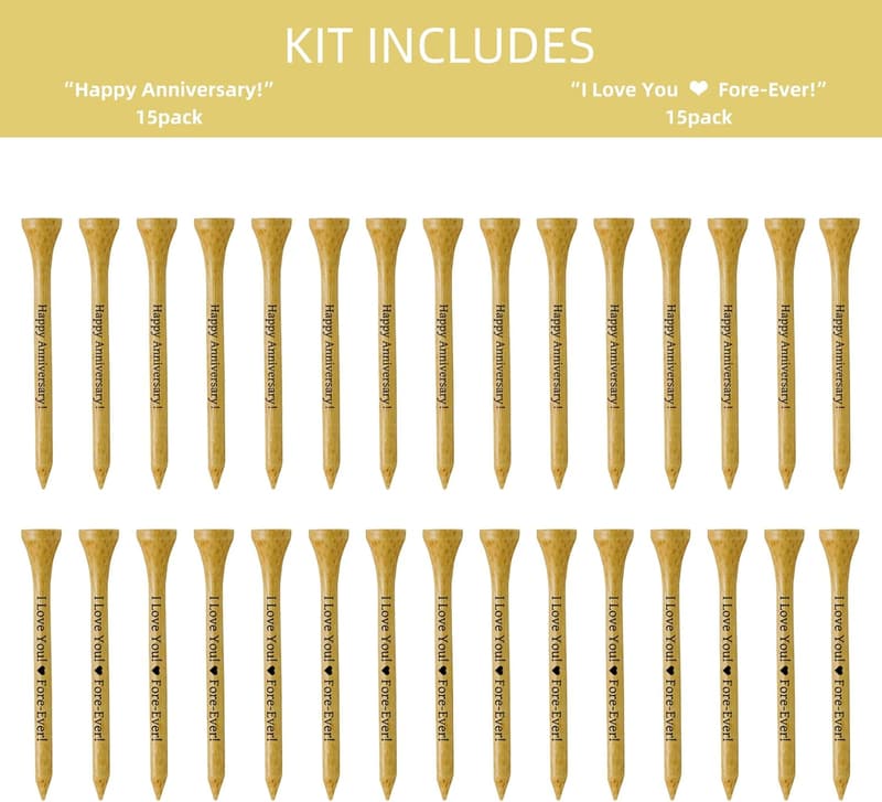 Anniversary Gift for Him - Bulk Wood Golf Tees (3.25 in)