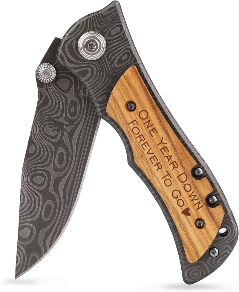 1st Anniversary Engraved Pocket Knife for Husband