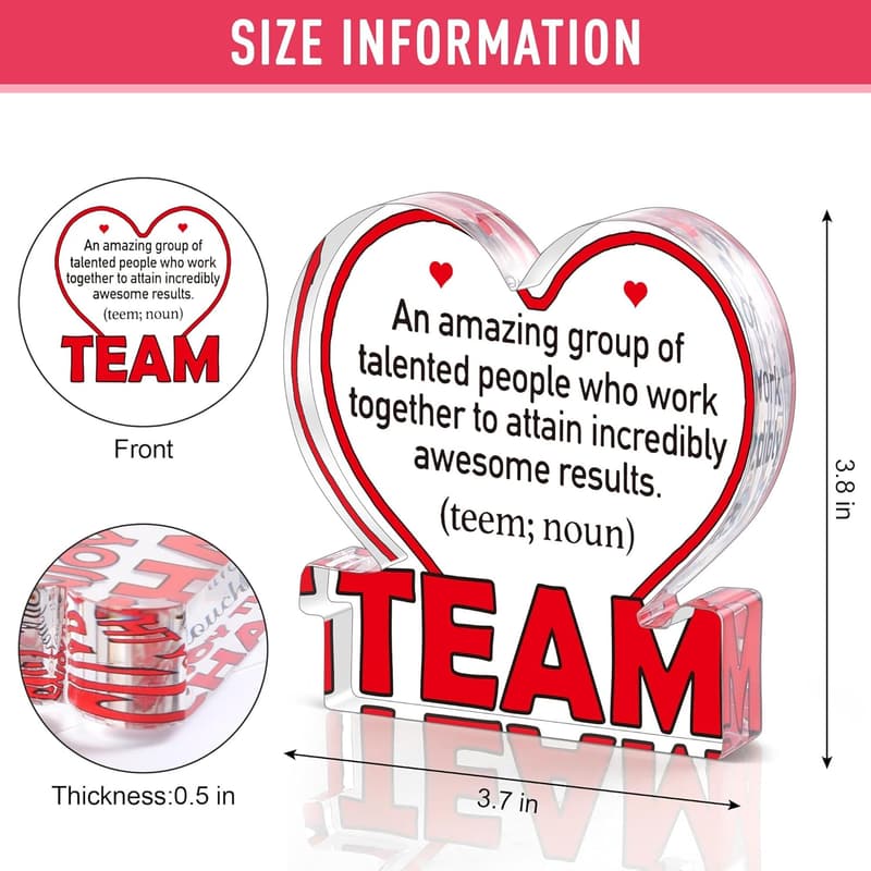 Team Appreciation Acrylic Plaque - Office Desk Decor Gift