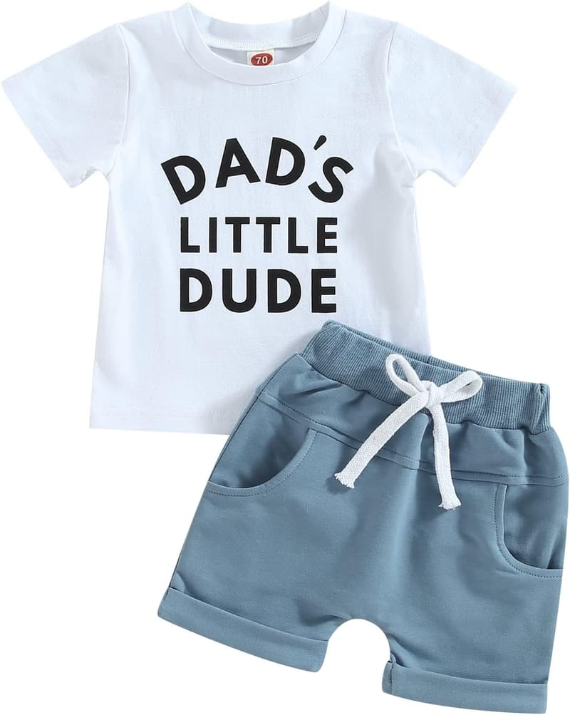 Toddler Summer Outfit: Daddy's Boy Short Sleeve Shirt & Shorts