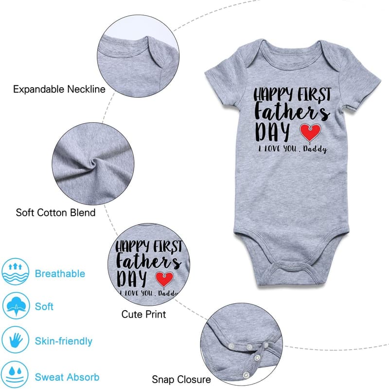 First Father's Day Funny Baby Bodysuit for Boys 0-18 Months