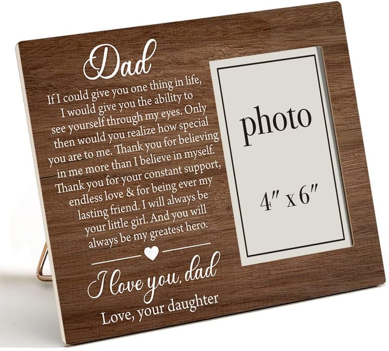 Father's Day Wooden Picture Frame with Sentimental Quote, 4x6 Inch