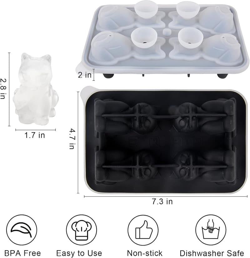 Cat Ice Cube Tray Mold - 3D Cat Ice Cubes for Cat Lovers