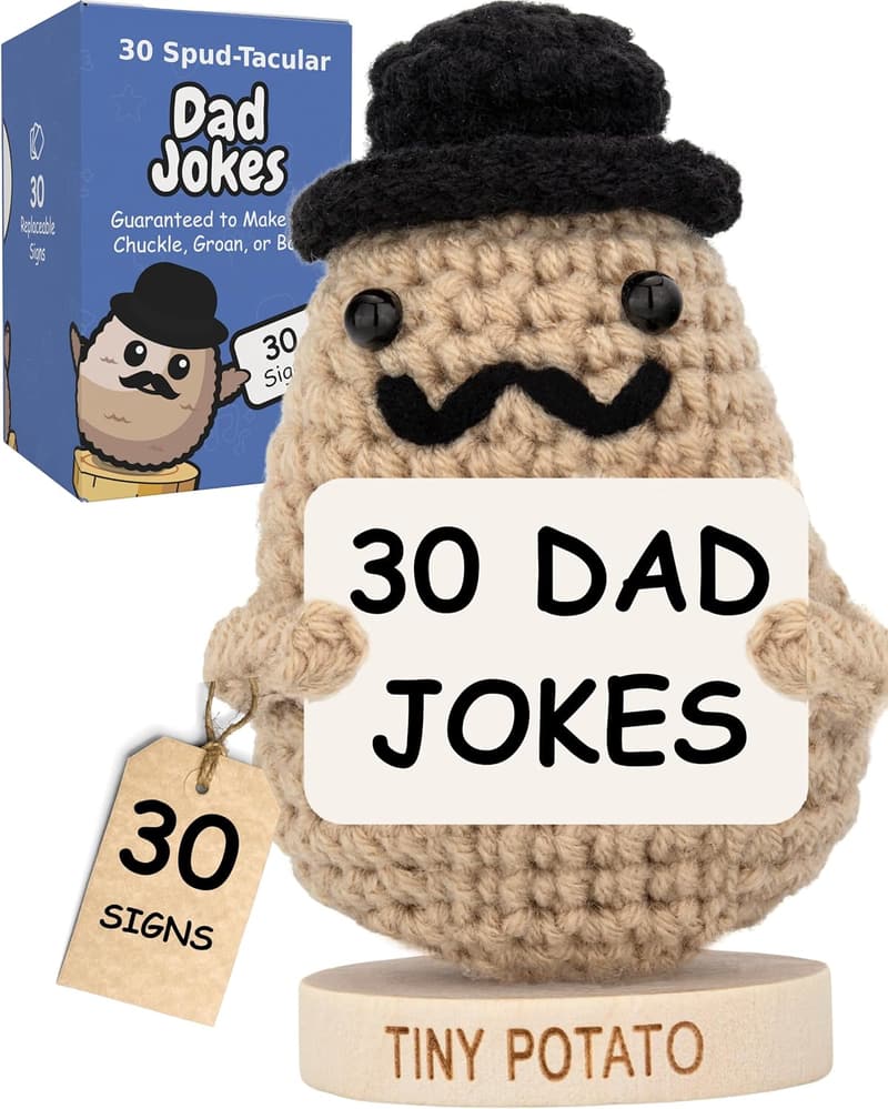 Funny Potato Crochet Doll with 30 Dad Jokes - Father's Day Gift