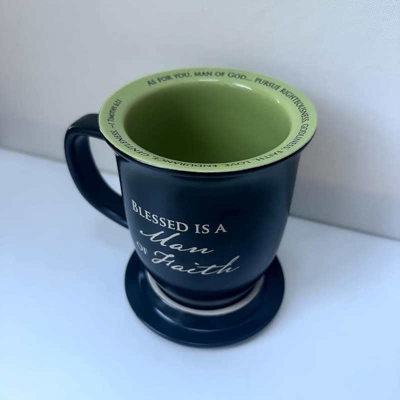 Christian Mug and Coaster Set for Men - 14 oz Birthday Gift