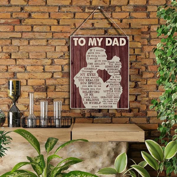 Father's Day Wooden Sign - Best Dad Wall Art Decor 8x10 Inches