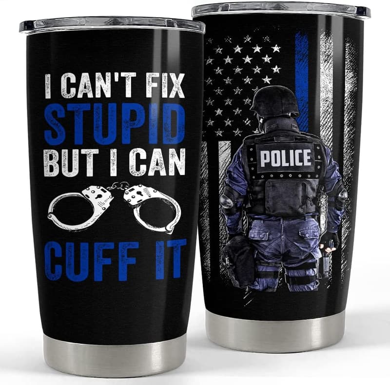 20oz Police Tumbler with Lid - Gift for Dad or Retirement