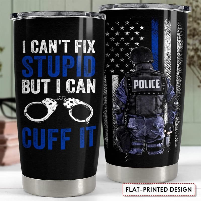 20oz Police Tumbler with Lid - Gift for Dad or Retirement
