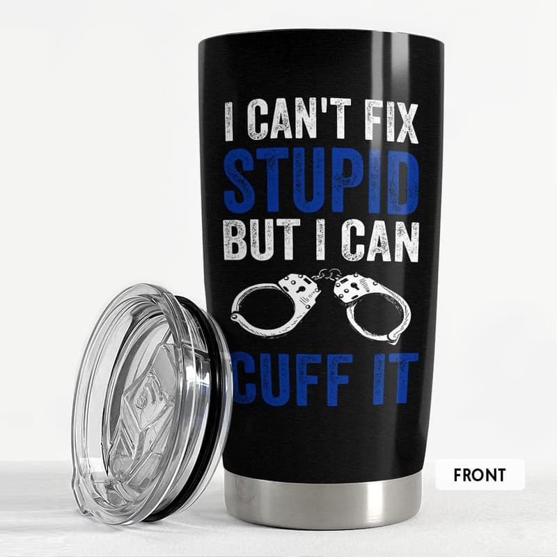 20oz Police Tumbler with Lid - Gift for Dad or Retirement
