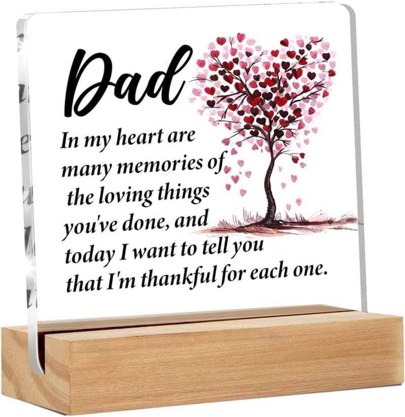 Dad Quote Acrylic Desk Sign for Father's Day - 4x4 Inches