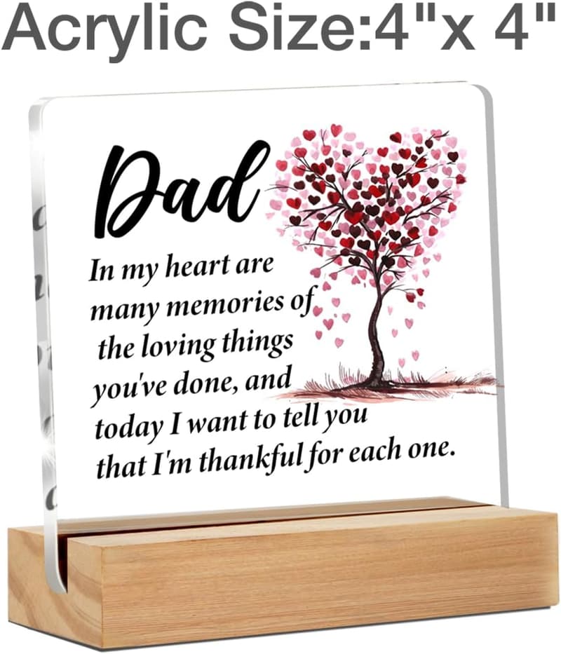 Dad Quote Acrylic Desk Sign for Father's Day - 4x4 Inches
