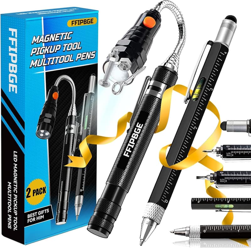 Father's Day Magnet Pickup Tool with Flashlight & 6-in-1 Pen