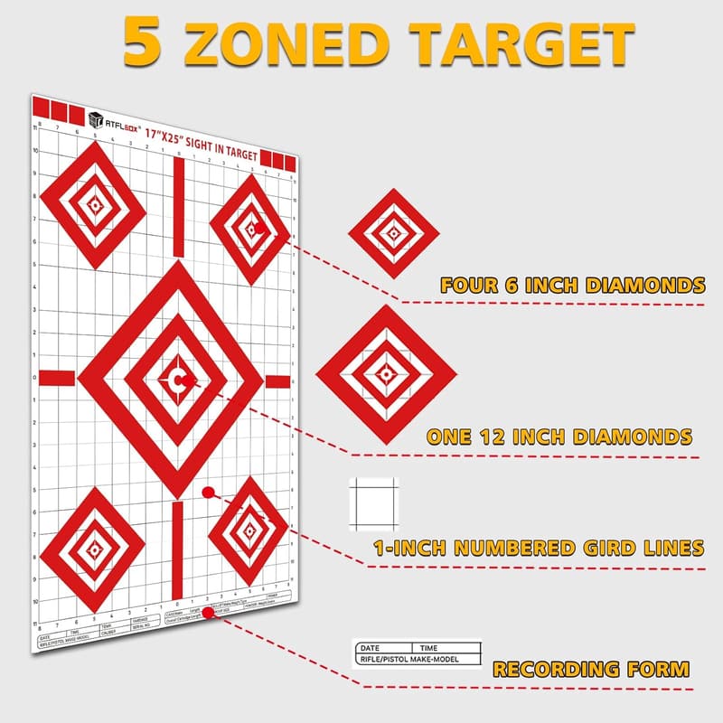 Shooting Range Paper Targets for Handgun & Rifle, 17x25 Inch