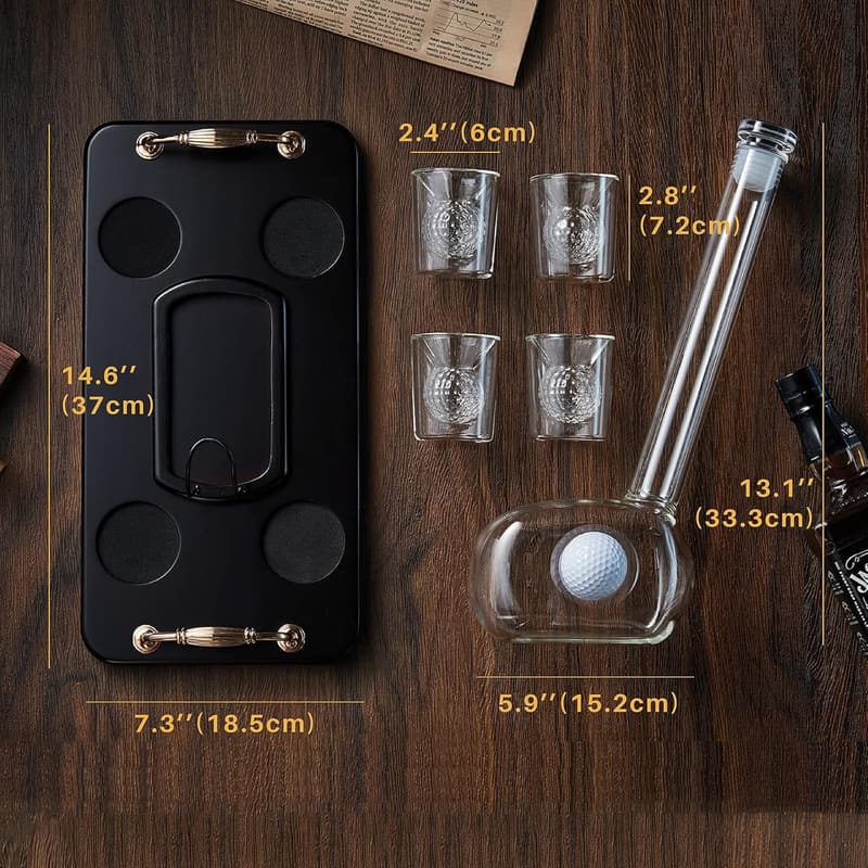 Golf Decanter Set with 4 Shot Glasses - Unique Gift for Golf Lovers
