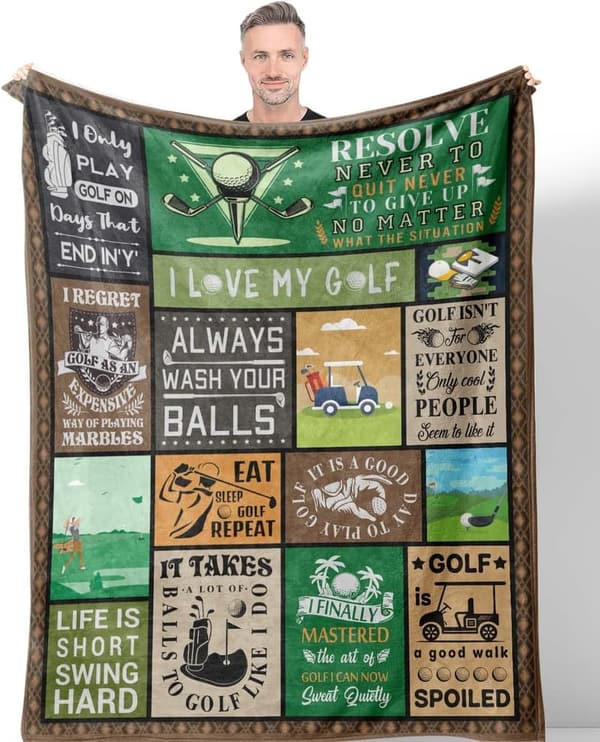 Unique Funny Golf Blanket for Men - 60” x 50” Golfers Gift