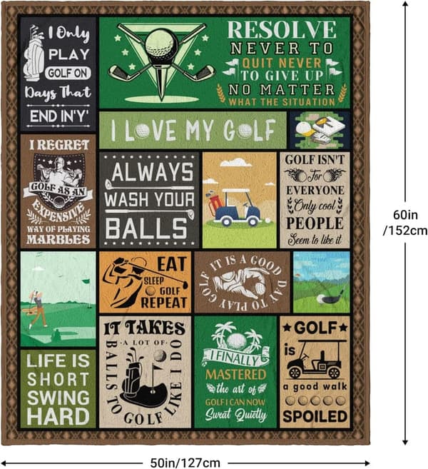Unique Funny Golf Blanket for Men - 60” x 50” Golfers Gift