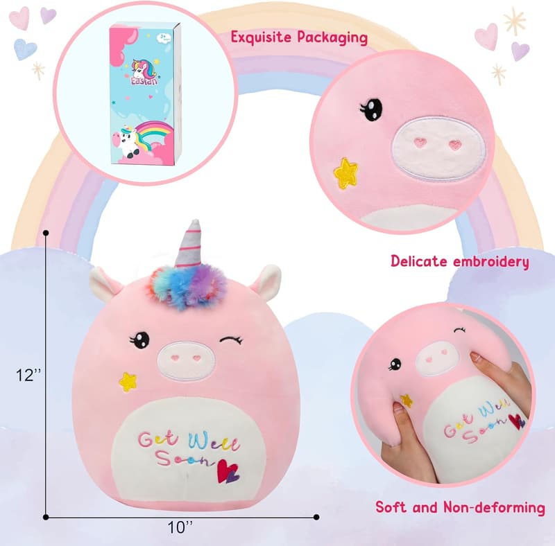 Get Well Soon Unicorn Plush Pillow for Kids & Women