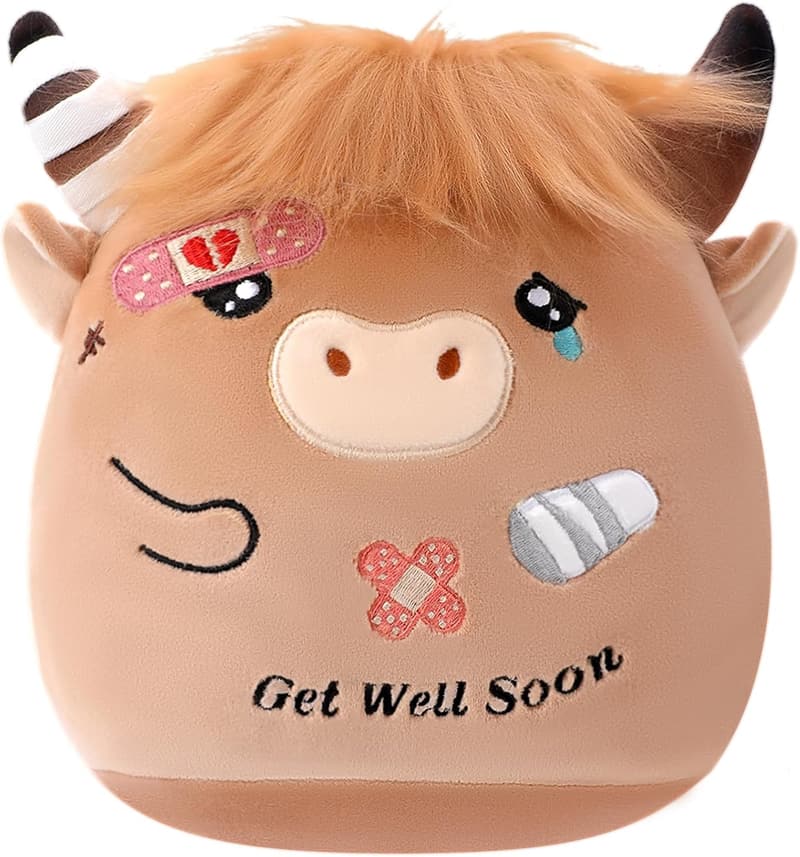 Get Well Gift - Highland Cow Plush Stuffed Animal, 9.45 Inch