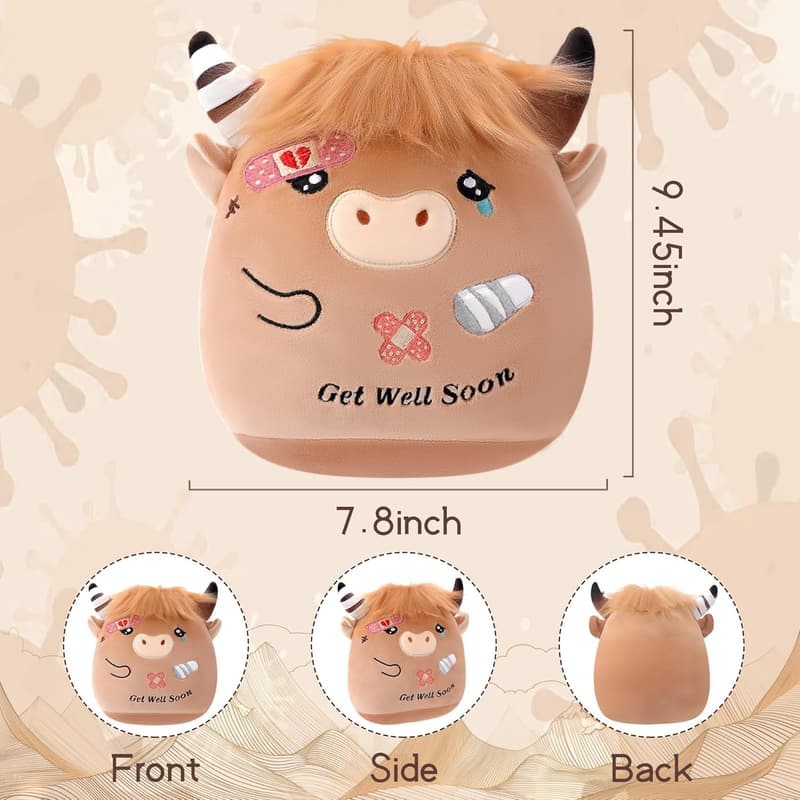 Get Well Gift - Highland Cow Plush Stuffed Animal, 9.45 Inch