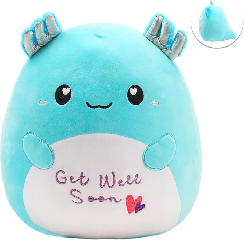 Get Well Soon Axolotl Plush Pillow for Kids & Adults