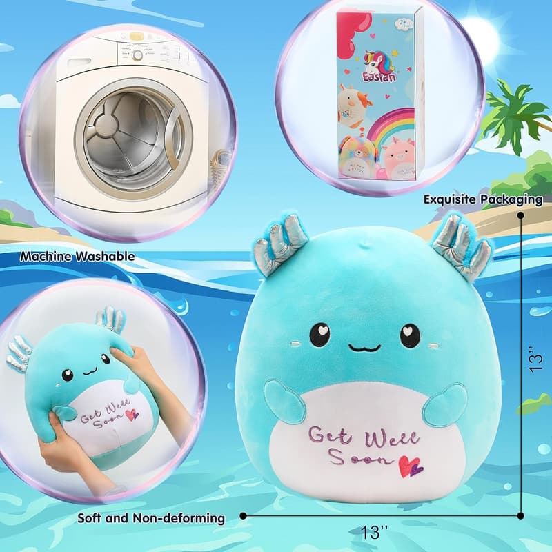 Get Well Soon Axolotl Plush Pillow for Kids & Adults