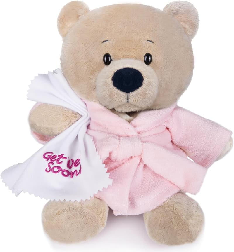 Get Well Soon Teddy Bear Plush Toy with Bathrobe - Pink