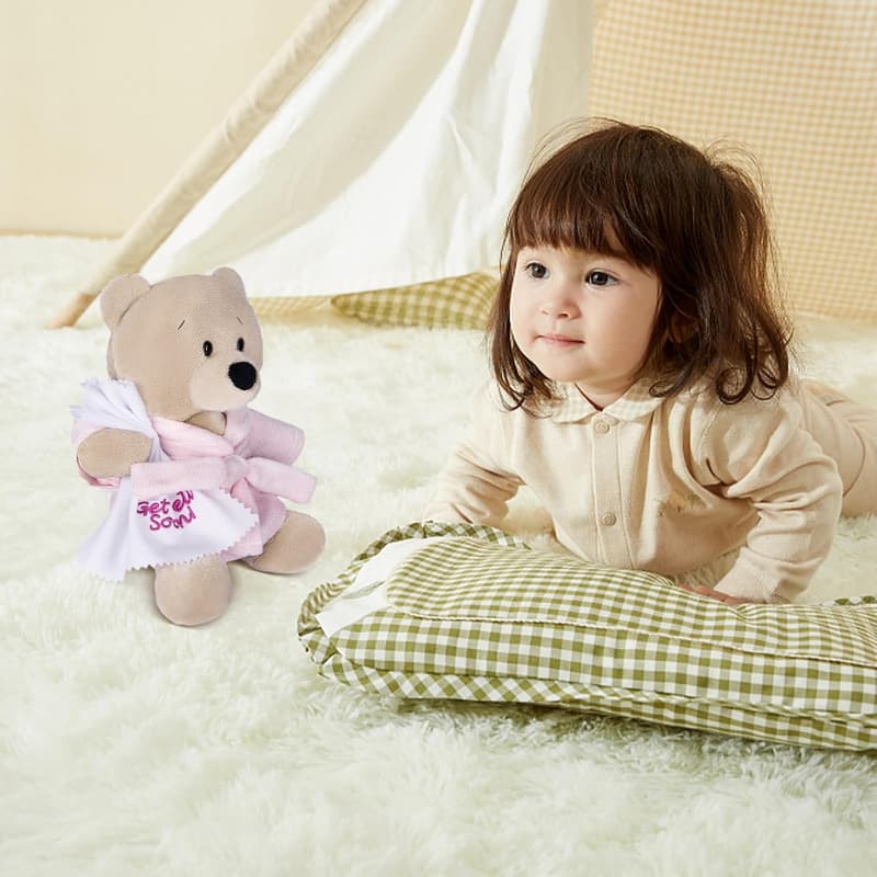 Get Well Soon Teddy Bear Plush Toy with Bathrobe - Pink