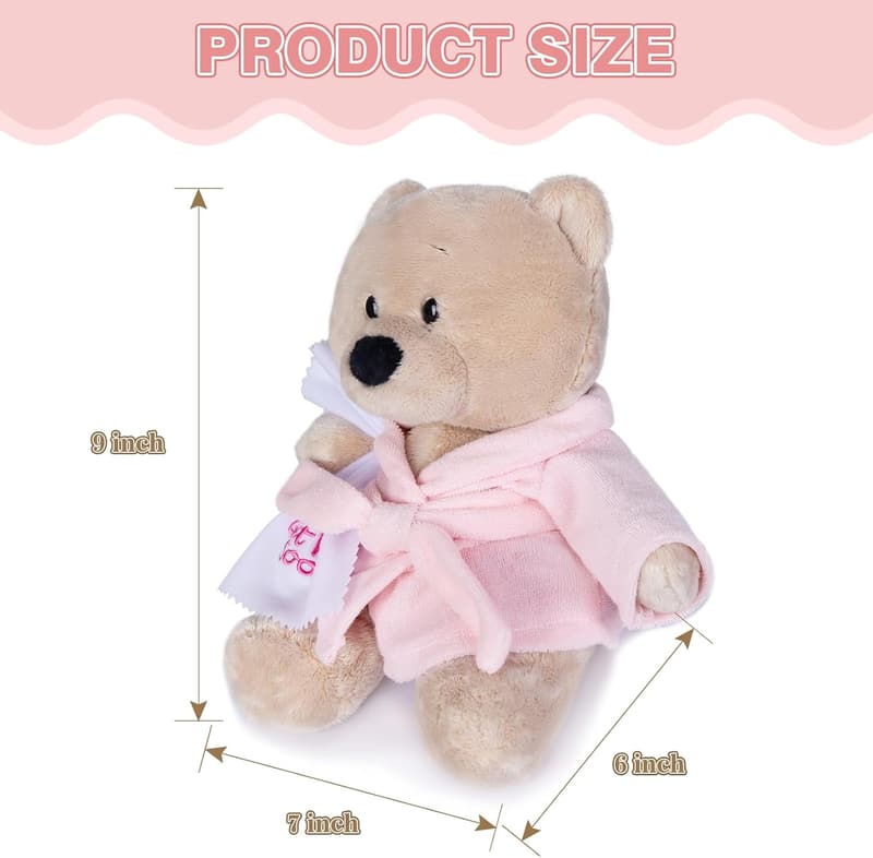 Get Well Soon Teddy Bear Plush Toy with Bathrobe - Pink