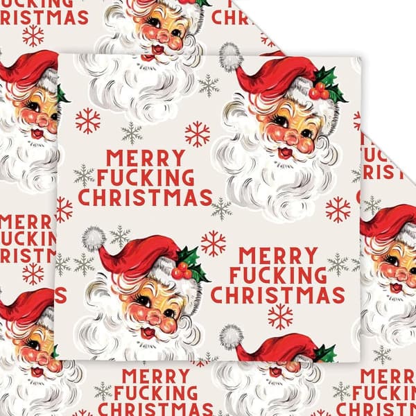 Funny Christmas Wrapping Paper - Vintage Santa Design (6 Sheets)