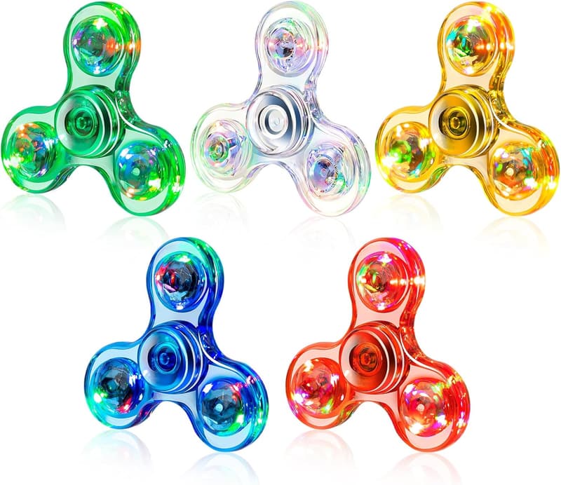 LED Light-Up Fidget Spinners - 5 Pack for Kids' Parties