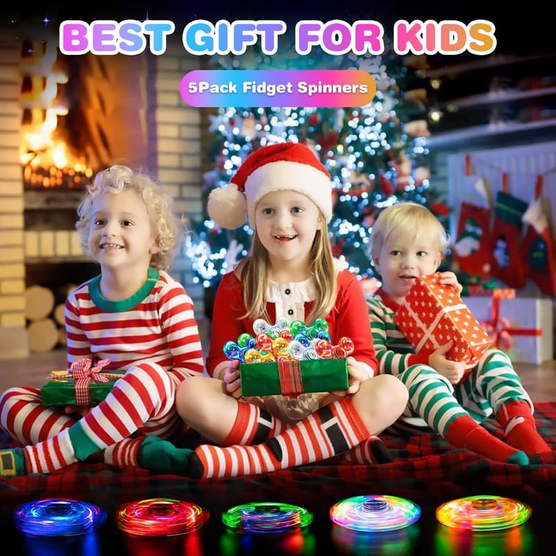 LED Light-Up Fidget Spinners - 5 Pack for Kids' Parties