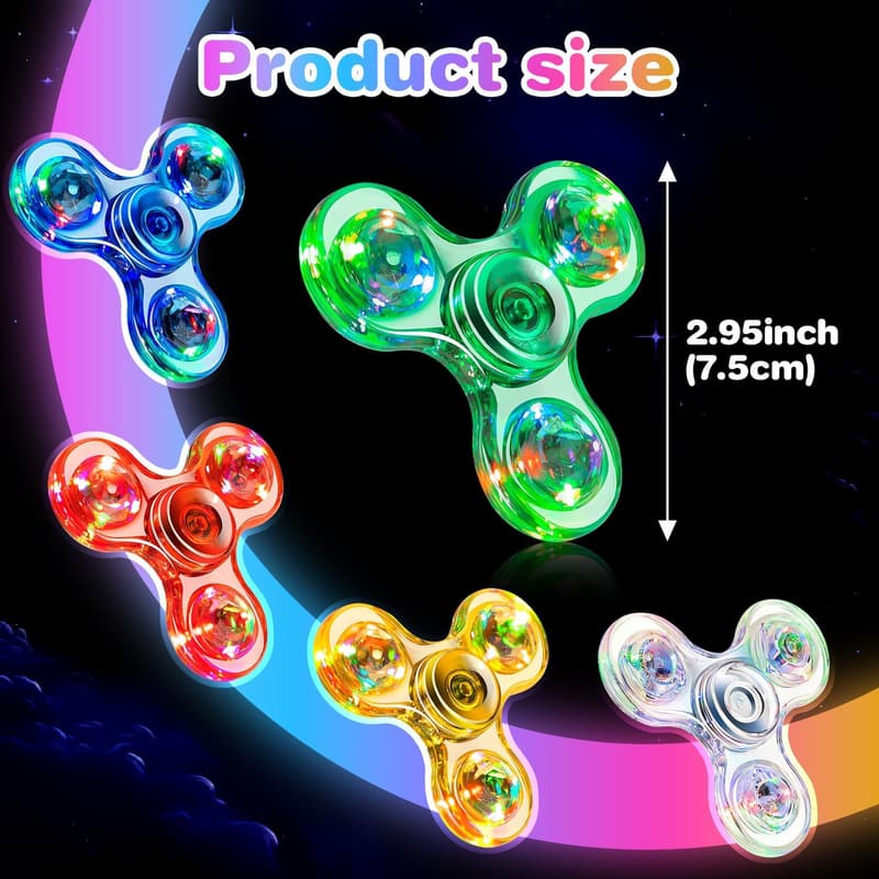 LED Light-Up Fidget Spinners - 5 Pack for Kids' Parties