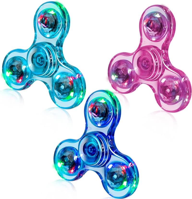 LED Light Fidget Spinners, 3-Pack - Stress Relief Toy for Kids